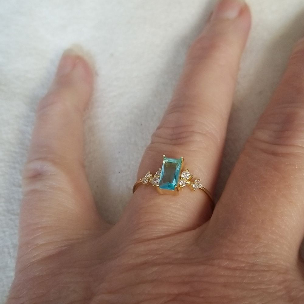 Rectangular size 8 ring ocean blue - Picture 7 of 10